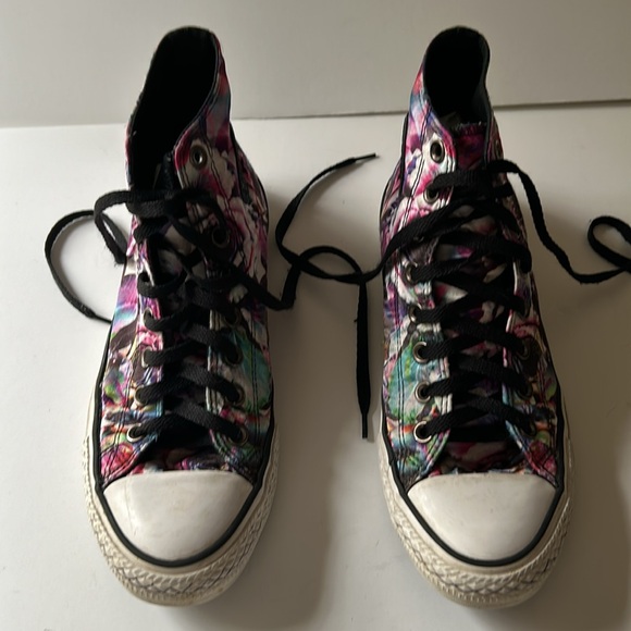 Converse High Top Sneakers in White with Purple, Pink, Blue Floral Print - Picture 3 of 16